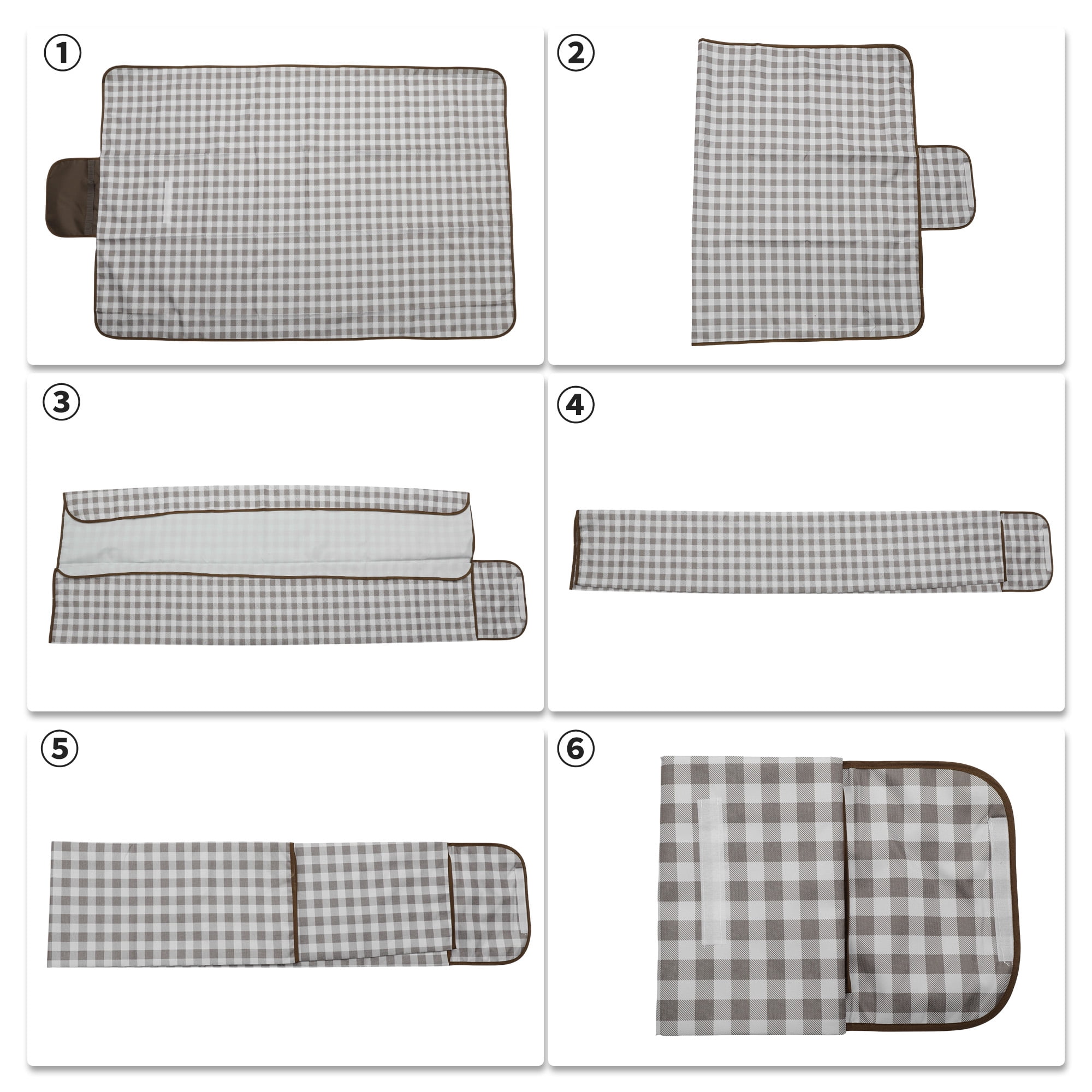 Unique Bargains Picnic Blanket Waterproof Beach Mat Lightweight with Handle Brown White