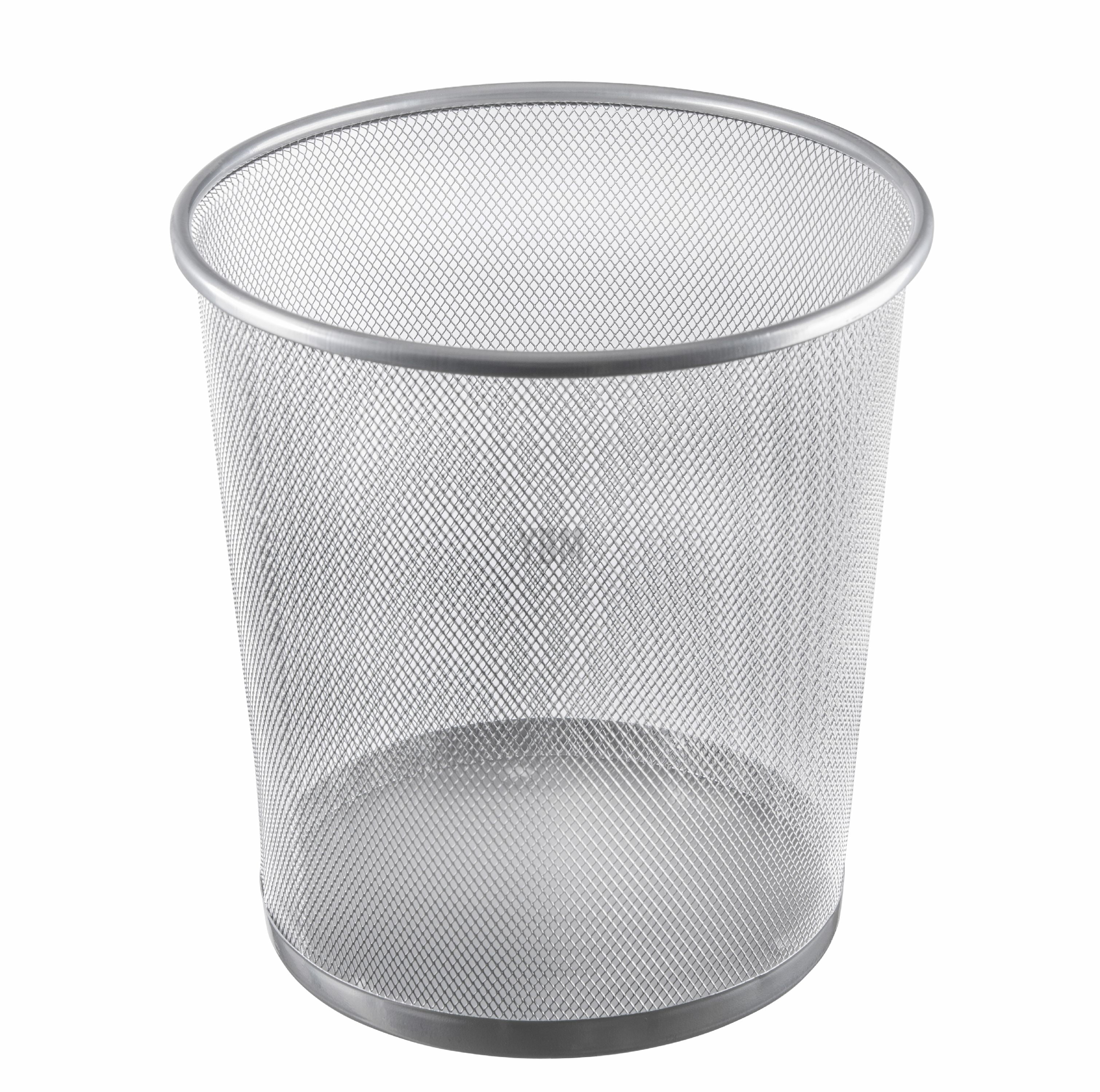 Ybm Home Silver Steel Mesh Round Open Top Waste Basket Wire Bin Trash ...