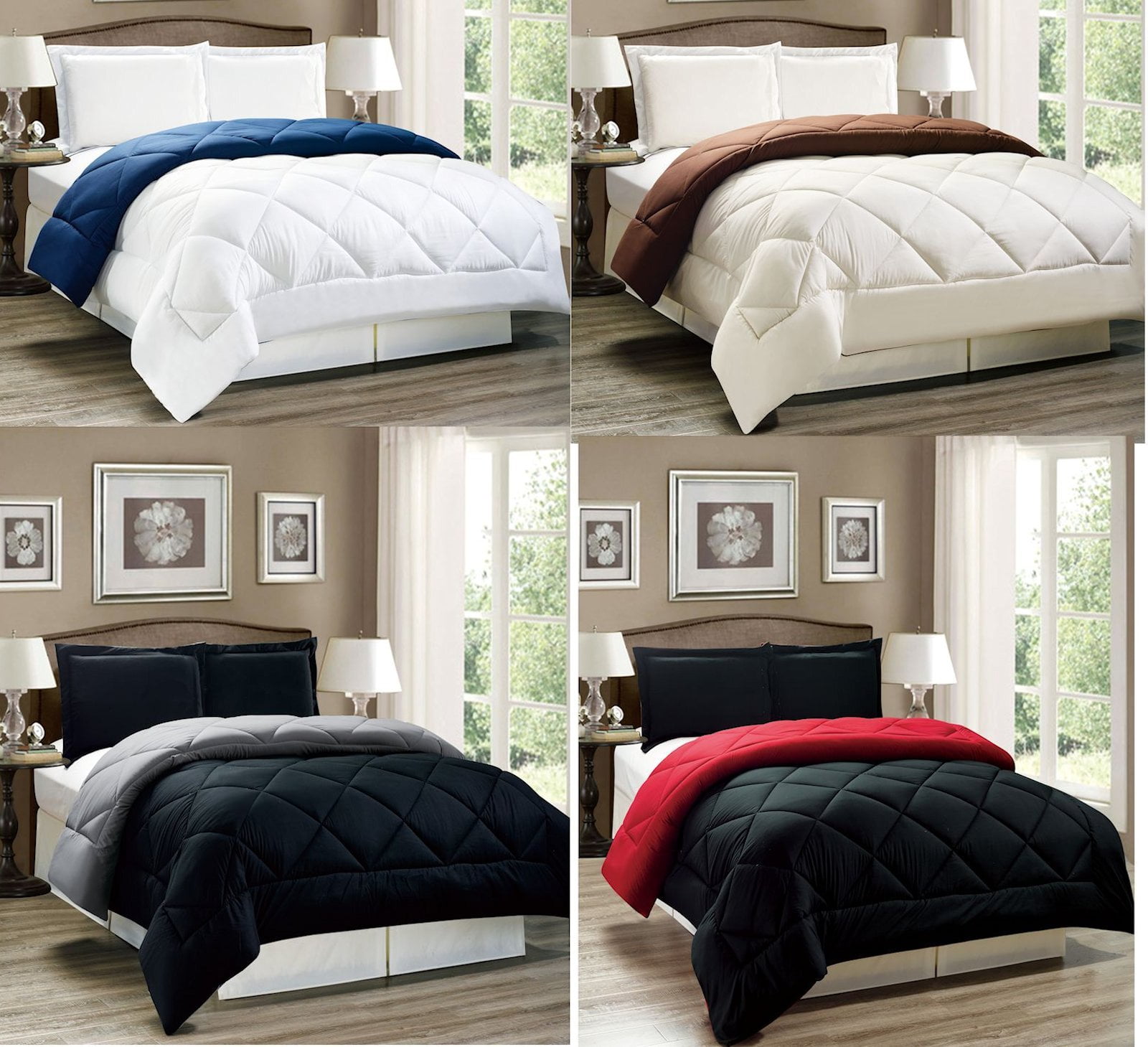 2pc Down Alternative Reversible Comforter Set Brown and Cream Twin Size