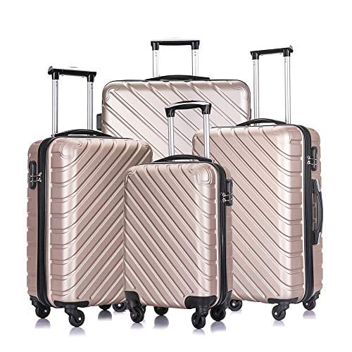 Luggage Sets Black Semper Luggage 4 Piece Lightweight Spinner Suitcase Set 