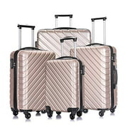 4 Piece Luggage Set Carry on Luggage with Spinner Wheels Travel Luggage set 4 PCS Suitcase (Champagne Gold)