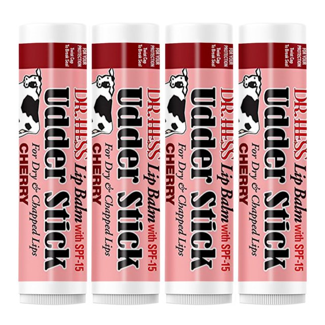 Dr. Hess Original Udder Stick SPF Bálsamo labial calmante hidratante protector solar para labios secos con jojoba, cera de abejas y manteca de karité, cuidado total de los labios, hidratación y repara