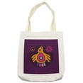 thumbnail image 1 of Tribal Tote Bag, Colorful Cartoon Design Ethnicic Bird with Indigenous Stamp, Cloth Linen Reusable Bag for Shopping Books Beach and More, 16.5" X 14", Cream, by Ambesonne, 1 of 2
