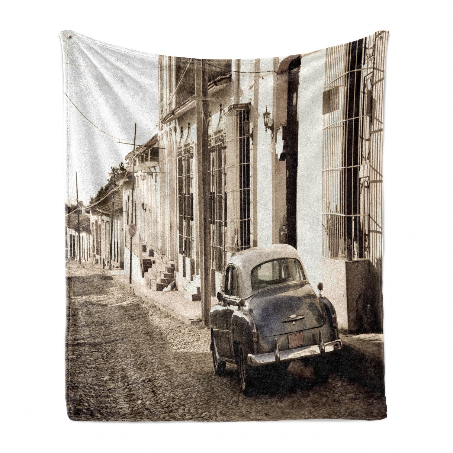 Vintage Car Soft Flannel Fleece Throw Blanket, Old AmericCar in the  Colonial Streets of Trinidad in Cuba Historical Picture, Cozy Plush for  Indoor and Outdoor Use, 60 x 80, Beige, by Ambesonne -