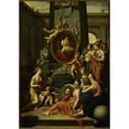 thumbnail image 2 of Workshop of Adriaen van der Werff 18x24 Gold Ornate Framed and Double Matted Museum Art Print Titled - Liberal Arts Pay Homage to Johann Wilhelm, Palatine of the Rhine, and His Wife, 2 of 4