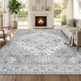 thumbnail image 2 of Janvonne Bohemian Area Rug, Boho Chic Distressed Oriental Carpet, Washable Non-Slip Vintage Floral Rug for Living Room Bedroom Nursery,Grey, 6'x9', 2 of 8