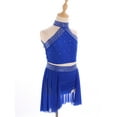 thumbnail image 5 of Yanarno Big Girls Lyrical Ballet Modern Dancewear Costume Two-Pieces Jazz Latin Dance Set for Performance Blue 16, 5 of 7