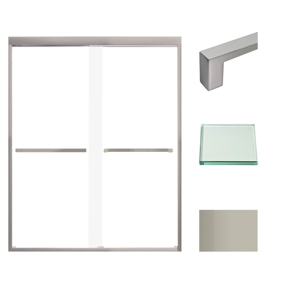 Transolid FBPT607608C-S-BN 76" High X 59" Wide Bypass Frameless Shower Door - Brushed