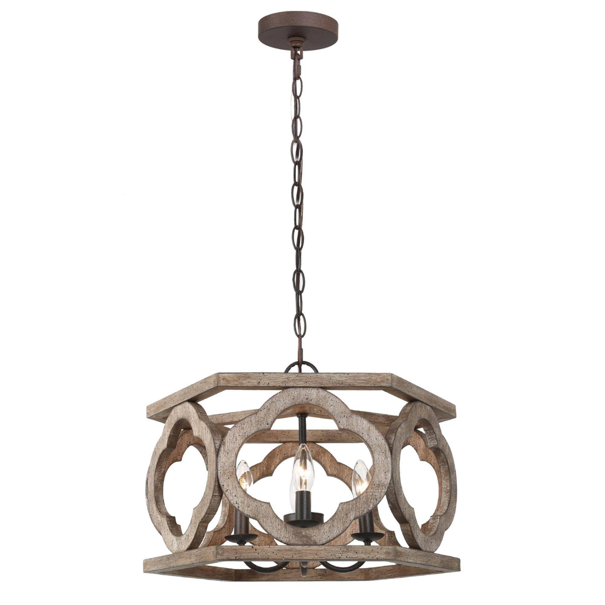 LNC Quaint 4-Light Distressed Bronze Farmhouse Led Cage Chandelier