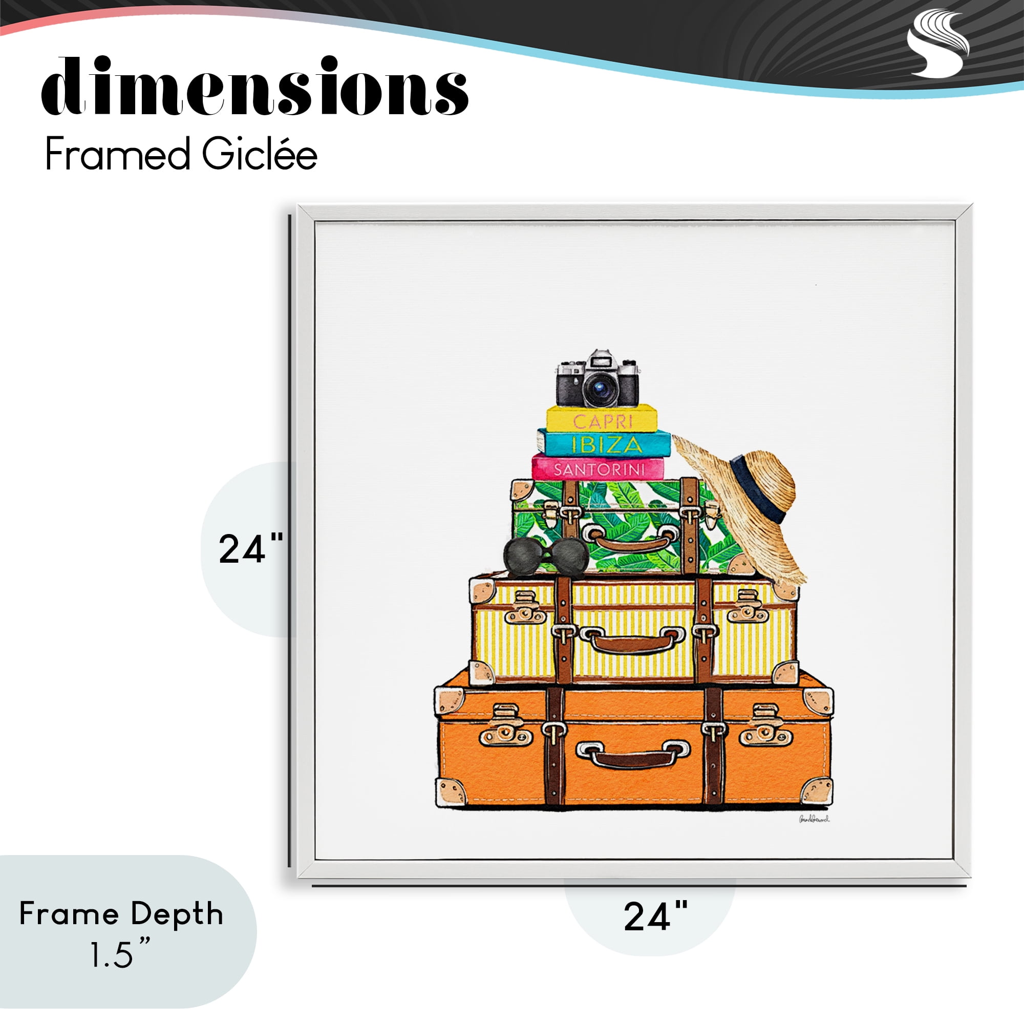 Stupell Industries Travel Suitcases & Camera White Framed Giclee Art, design by Amanda Greenwood