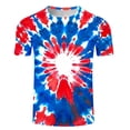 thumbnail image 4 of Jessboyy Tie Dye Shirt Men Short Sleeve Graphic Tee Red and Blue Printed 4th of July T Shirts Summer Tops Independence Day Patriotic Tshirts Multicolor,XL, 4 of 5