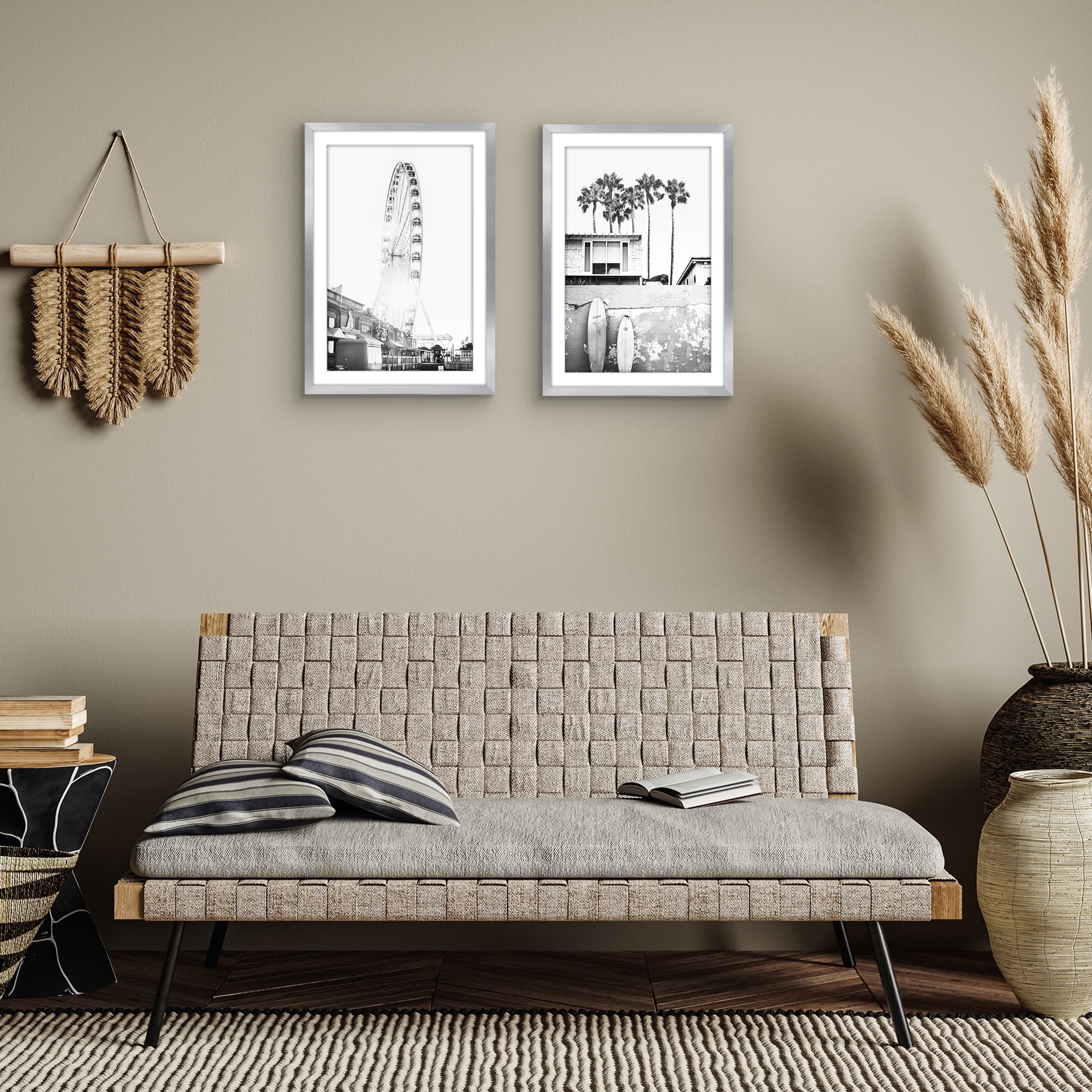 Americanflat 13x19 Picture Frame with Polished Plexiglass with 11x17 Mat 2 Pack Display Photo Frames - Silver