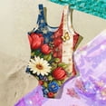 thumbnail image 6 of Swimsuit for Child Girls Size 7 One Piece Swimsuit Summer 1776 American Flag Floral Print Swimsuits Swimming Sleeveless Beach Vacation Freedom Cute Girls Bathing Suit Wine 3-4 Years, 6 of 6