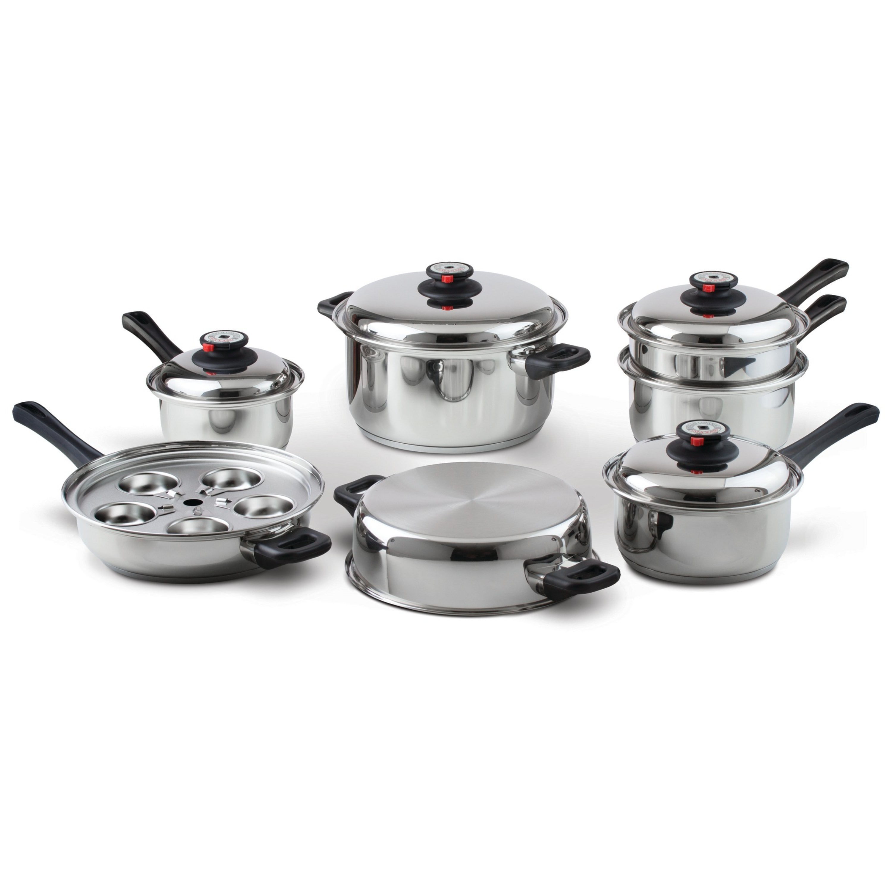 BNFUSA KTOP3 T304 Stainless Steel Frypan Set With Long Riveted Handles 