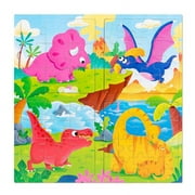 Tiny Toys Wooden 4 In 1 Levelled Puzzle Board With White Board & Marker On Flip Side - Toys For Toddlers Pre-School Learning Toys 2-6 Years Old Boys & Girls (Dinosaurs)