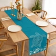 thumbnail image 3 of Turtle Turquoise Table Runner - 90 Inch Long, Kitchen Dining Table Runner Dresser Scarves, Coastal Ocean Boho Flower Retro Mottled Farmhouse Decor for Coffee Tables Wedding Party Banquet, 3 of 8