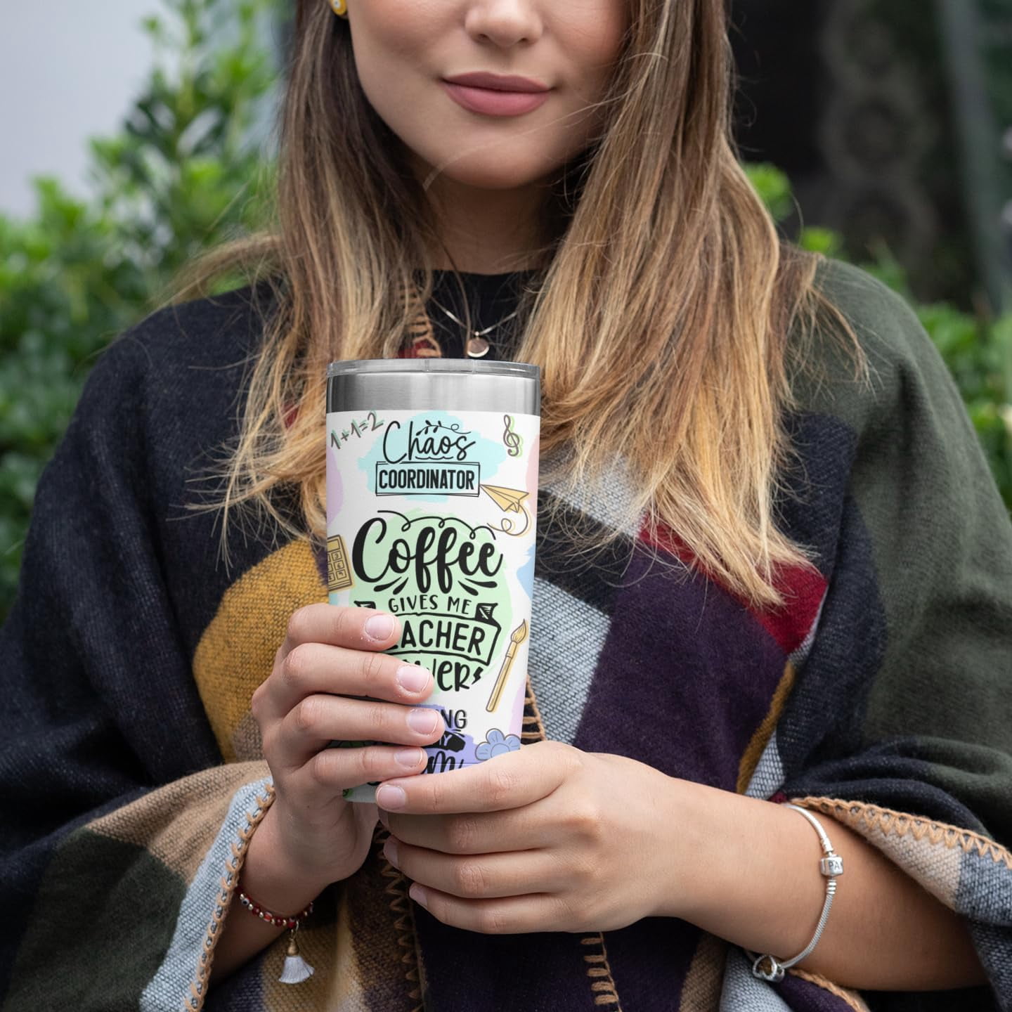Teacher Appreciation Gifts for Women - 20 Oz Insulated Tumbler, Mug, and Cup, Graduation Gifts from Students, Birthday Gifts for Teacher(Coffee gives me teacher power)