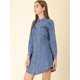 thumbnail image 2 of Vestido Camisero De Mezclilla De Una Línea Con Botones Y Bolsillo En El Pecho Informal De Manga Larga De Algodón Para Mujer Cielo azul M, 2 of 6