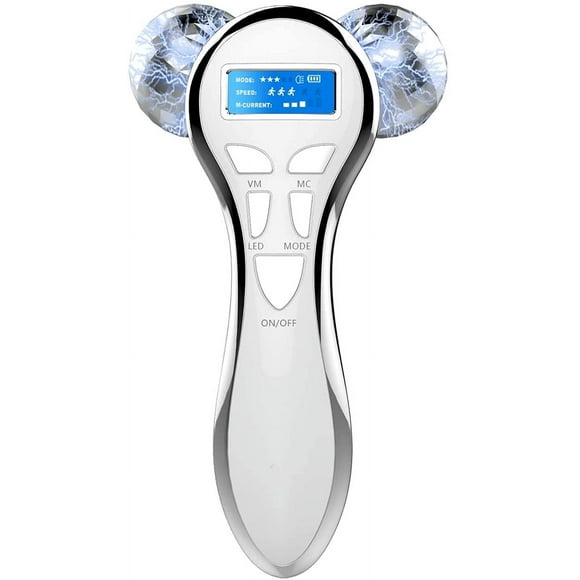 Rodillo masajeador facial de microcorriente 4D, masajeador eléctrico recargable de brazos y piernas para arrugas antienvejecimiento, masaje facial