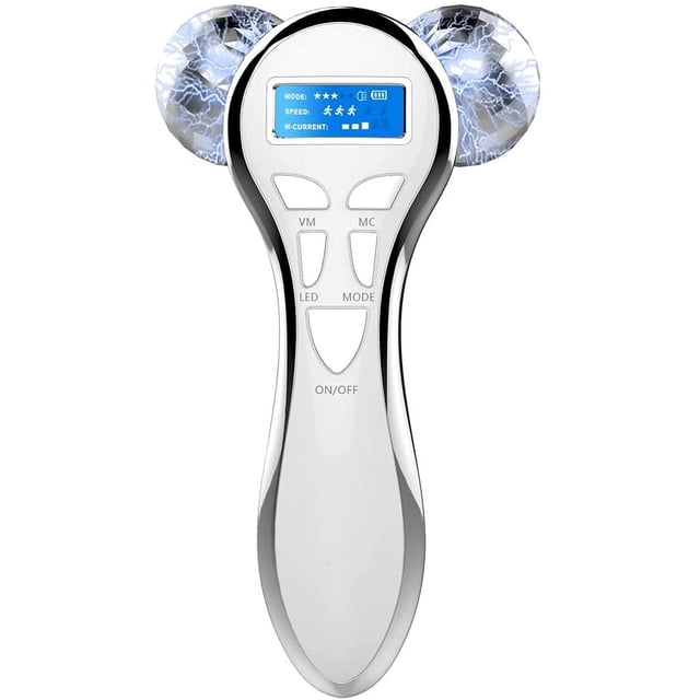 Rodillo masajeador facial de microcorriente 4D, masajeador eléctrico recargable de brazos y piernas para arrugas antienvejecimiento, masaje facial