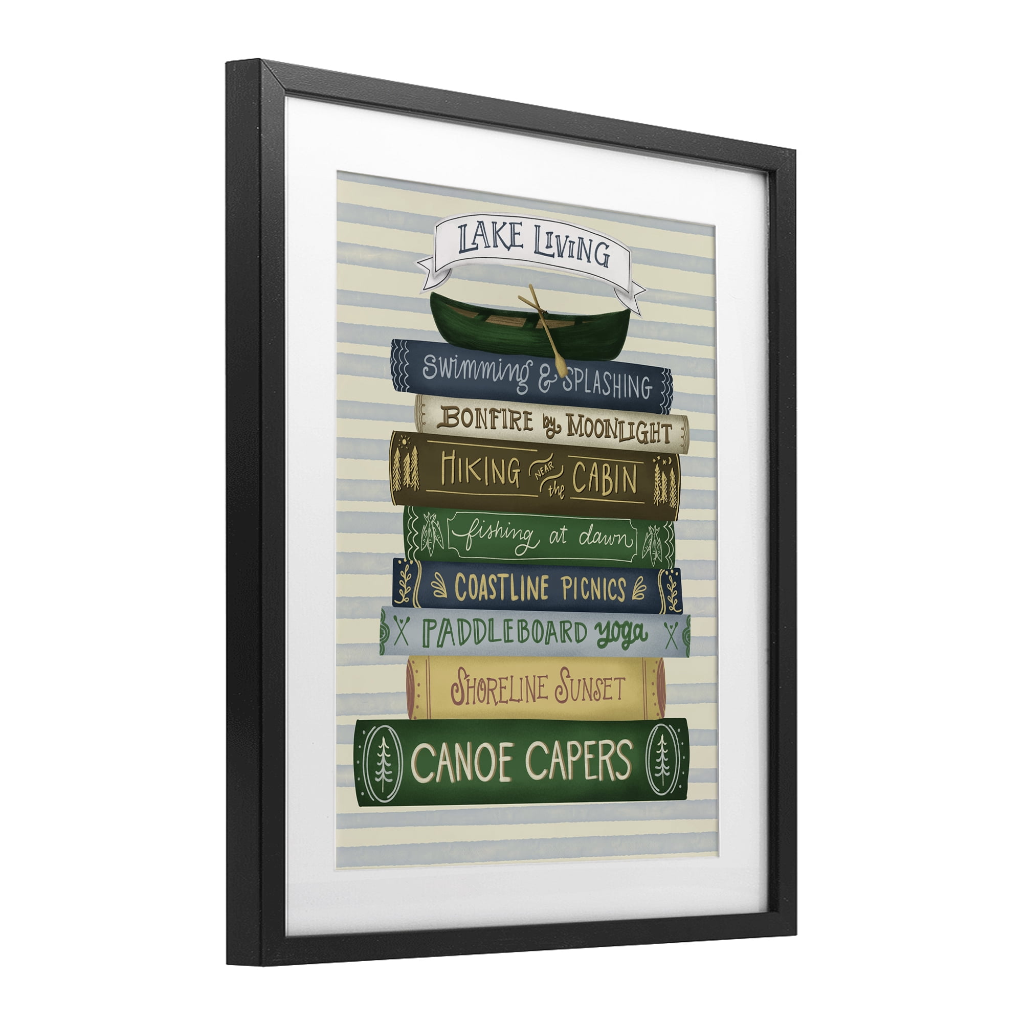 Stupell Industries Lake Living Books Black Framed Print Under Glass, design by Giao Williams