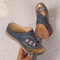 thumbnail image 5 of Pandaie Women's Orthopedic Wedge Sandals 2026 Embroidery Platform Slip on Slides Arch Support Summer Beach Walking Flip Flops Blue Size 6, 5 of 8