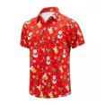thumbnail image 1 of Guardurnaity Poliéster Decoraciones festivas Camisa navideña Camisa hawaiana divertida informal de verano para hombre Disfraces de disfraces muñeco de nieve rojo S, 1 of 6