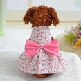thumbnail image 3 of Flmtop Été Chiens Chiot Robe Floral Imprimé Arc Jupe Animal de Compagnie Doux Tenue Partie Vêtements Bleu, 3 of 9
