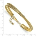 thumbnail image 3 of 14k Gold Diamond-Cut and Textured with Safety Chain Bangle, 3 of 4