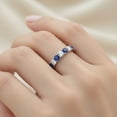 thumbnail image 2 of 3 MM Round Blue Sapphire 925 Sterling Silver Channel Set Eternity Women Valentines Day Gifts Ring, 2 of 6