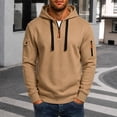 thumbnail image 2 of Wuxian Men's Hoodie With Zip Pocket Fall Winter Casual Quarter Zip Pullover Tops Long Sleeve Hooded Sweatshirts, 2 of 4