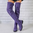 thumbnail image 3 of SACFOF Women's Over The Knee Thigh High Chunky Low Flat Heel Boots Long Stretch Zipper Sexy Fall Fashion Boots Black Red Purple US5-11, 3 of 6