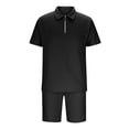 thumbnail image 4 of Stamzod Mens Vacation Outfits Solid Color Turndown Short Sleeve Shirts and Casual Shorts Set Plus Size Summer Sweatsuits for Men Black C XXL, 4 of 6