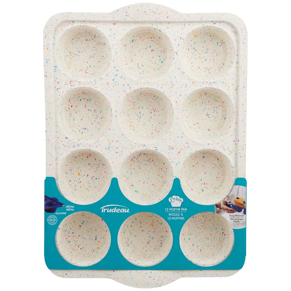 Trudeau Structure Silicone 12 Muffin Pan Blue & Pink Confetti Bake Cupcake  10x14 for sale online