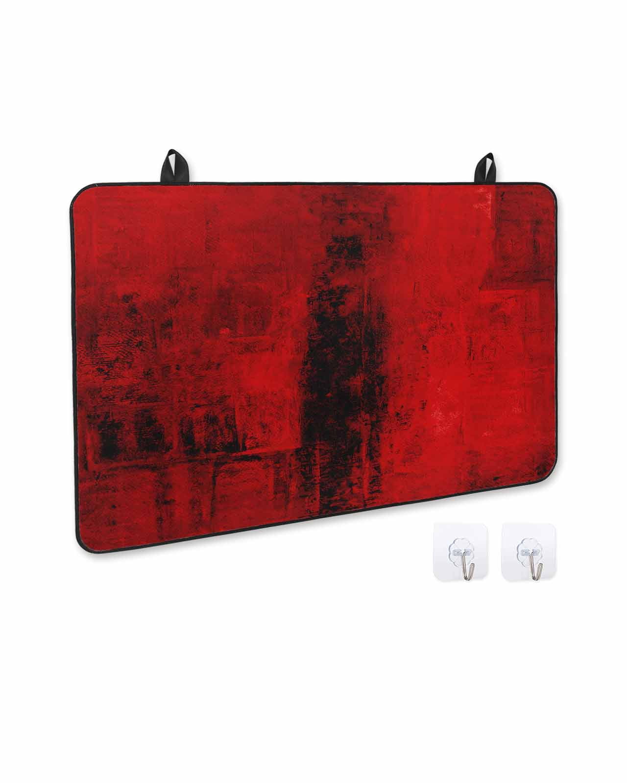 nqOlkjepod Large Induction Cooktop Protector Mat 24"x21", Red Stove Top Covers for Electric Stove, Retro Oil Painting Modern Abstract Art Aesthetics Stove Burner Cover Mats, Glass Top Stove Cover