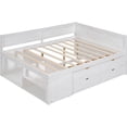 thumbnail image 2 of Full Size Daybed with 4 Drawers and Shelves, Wooden Daybed Captain Bed with Wood Slats Support, Elegant Design Daybed for Dorm Bedroom Guest Room, 2 of 9
