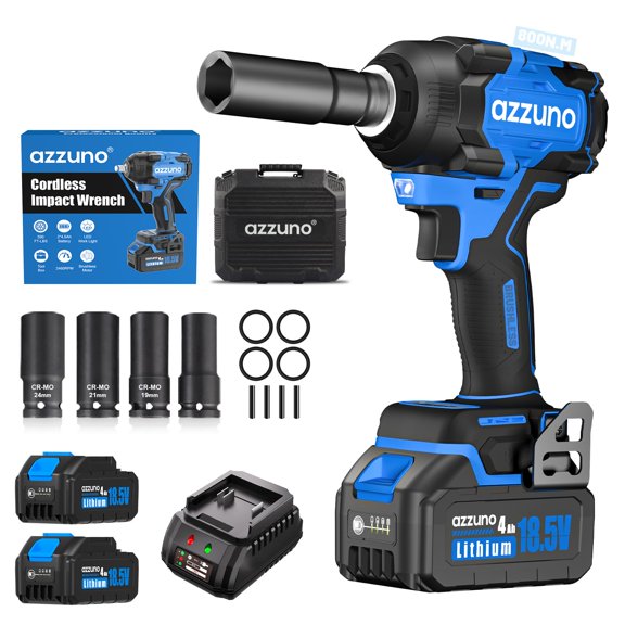 Llave de Impacto Eléctrica Inalámbrica AZZUNO 1/2" 800N.m Sin Escobillas