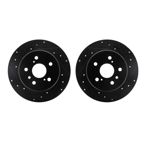 Dynamic Friction Company Rear Brake Rotors-Drilled and Slotted-Black 8002-76106