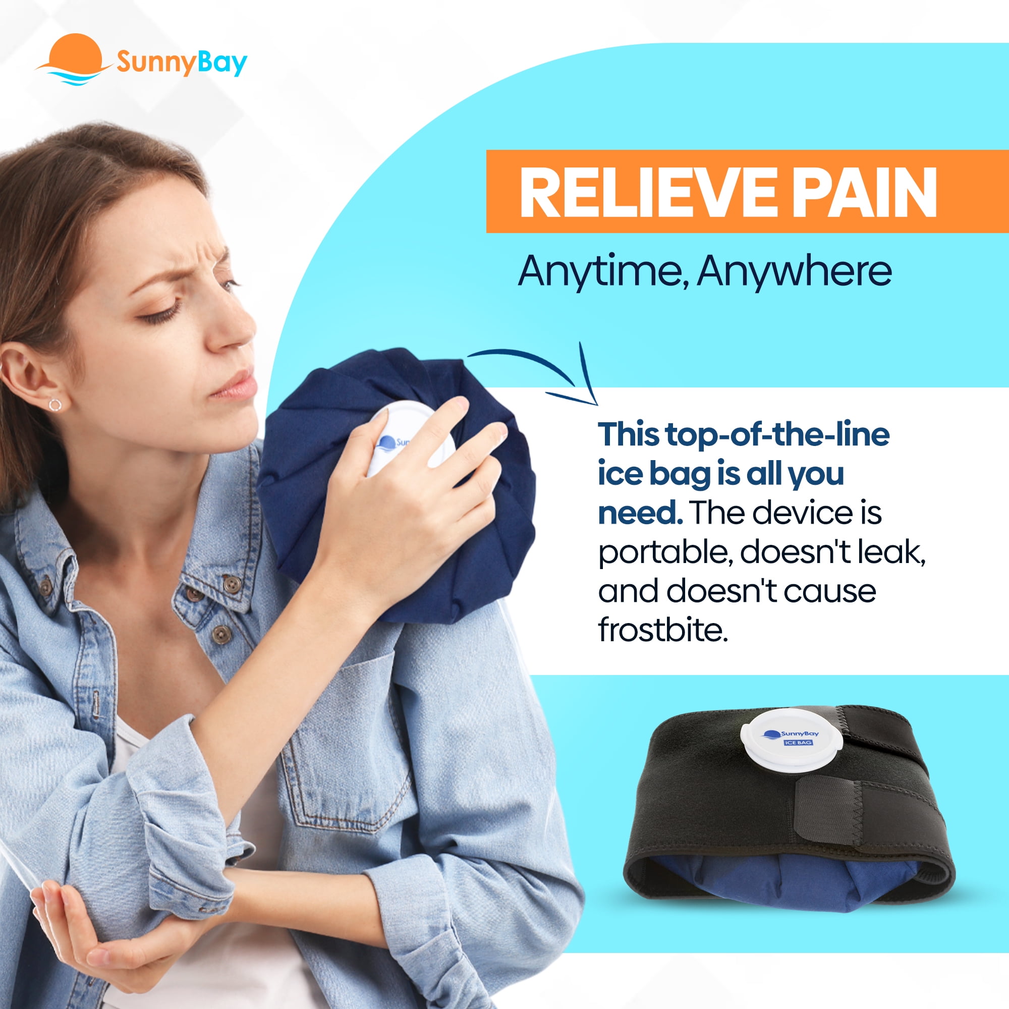 【高品質】 SunnyBay Reusable Large Ice Bag (11 inches) with Strap (28 冷却用品