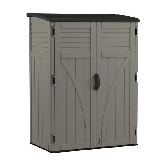 Suncast 54 Cu Ft Vertical Shed Outdoor Storage for Patio and Garage, Stoney
