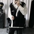 thumbnail image 2 of Suéteres de punto para hombres Chaleco sin mangas Ropa para hombre Chaleco negro Icono empalmado Ajuste holgado Grueso Invierno Primavera Otoño Jerséis S, 2 of 5