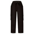 thumbnail image 4 of Women Cargo Pants, Audhol Cargo for Women Drawstring High Waisted Hiking Cropped Pants with Pockets Summer Travel Pants Hiking Pants Women Black S, 4 of 6