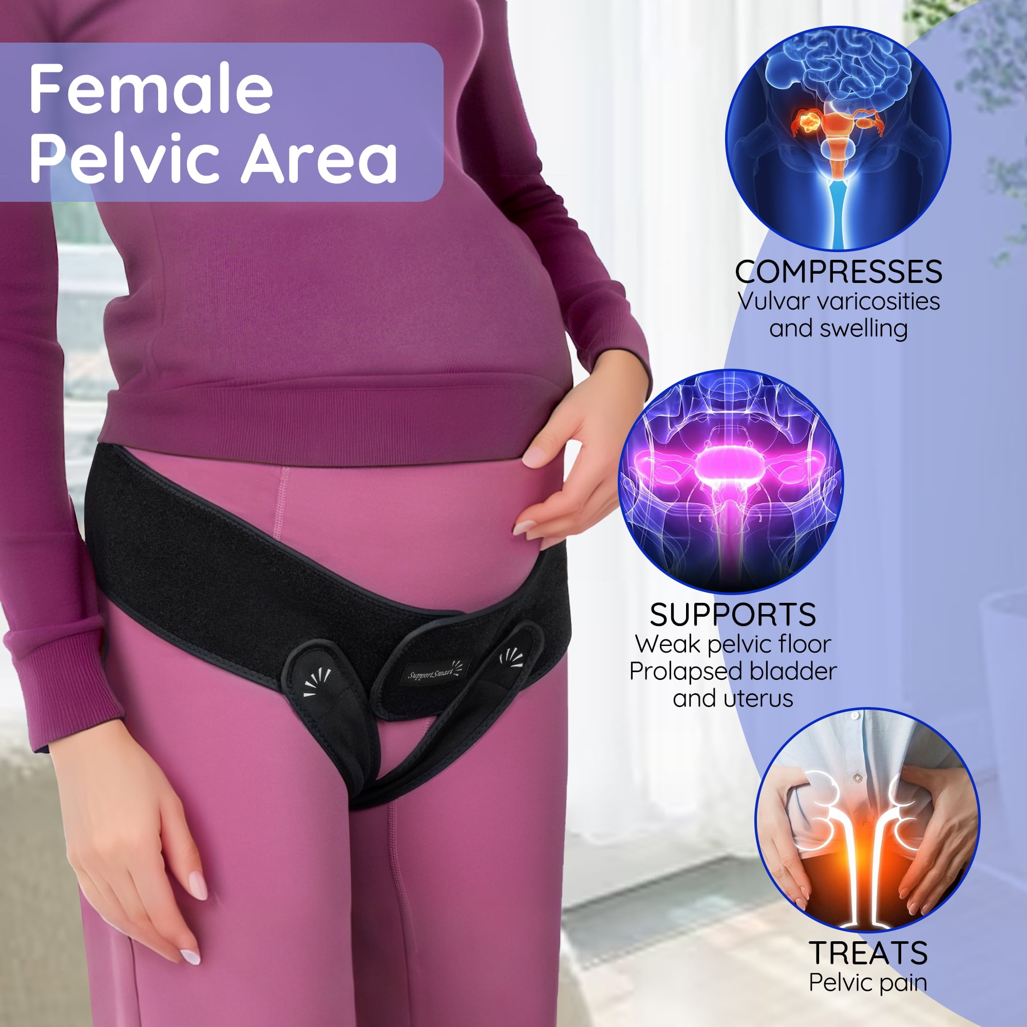 V2 Smart Support Redefined Maternity Belt - Belly Bands for Pregnant Women, Pregnancy Support Belt for Pelvic Pain Relief, Adjustable Vulva Support (Black, XSmall-Medium)