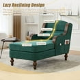 thumbnail image 3 of Chaise Lounge Chair Indoor with Wood Armrest, 53.5" Oversized Couch Reading Chairs with Wood Legs and 2 Side Pockets, Chenille Upholstered Lazy Sleeper Armchair for Living Room, Bedroom, Emerald, 3 of 6