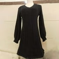 thumbnail image 5 of SMihono Womens V Neck Long Sleeve Sweater Dress Casual Loose Spring Latern Sleeve Knit Flowy Short Mini Skater Dresses Black 4-14, 5 of 7