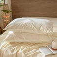 thumbnail image 3 of MooMee Wavy Striped Duvet Cover Set King 100% Washed Cotton Linen Like Textured Breathable 3-Piece (Cream White, 104"x90"), 3 of 7
