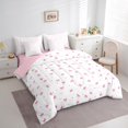 thumbnail image 3 of Manfei Pink Bow 7-Piece Twin Bedding Sets,Kawaii Bowknot Bedding Comforter Set,Dreamy Princess Breathable Sheet Sets,Lightweight Cartoon Room Decorative,Reversible, 3 of 7
