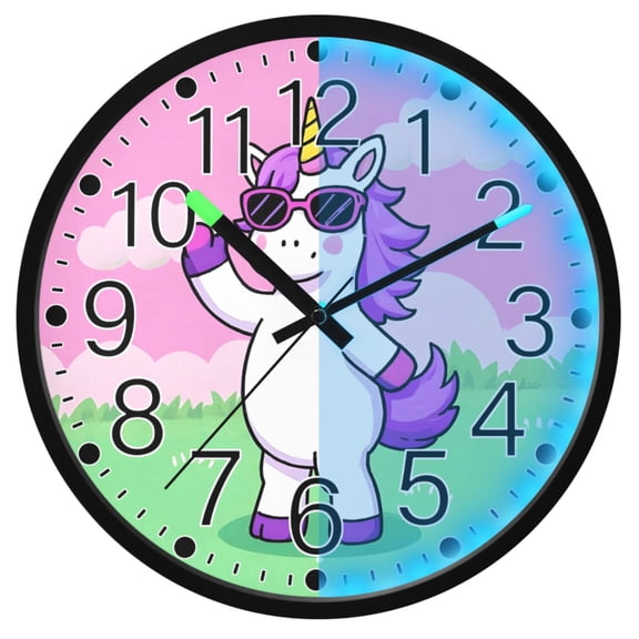 Ryvnso Unicorn-u3 12 Inch Night Light Wall Clock Silent Battery Operated Luminous Clocks