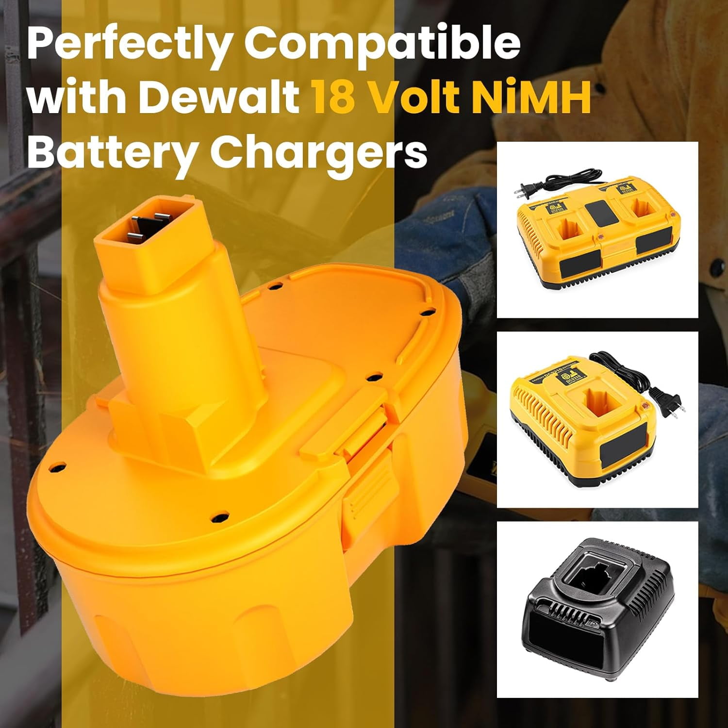 2-Pack 18V 3.6Ah DC9098 DC9099 Replacement Battery for Dewalt 18V Battery DC9096 DC9098 DC9099 DW9095 DW9096 DW9098 DE9038 Compatible with Dewalt 18 Volt Battery Tools Drills Drivers Wrench