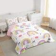 thumbnail image 3 of Homewish Cartoon Rainbow Full Size Comforter Sets 3-Piece for Preppy Kids Children,Dreamy Princess Bedding Comforter Set,Kawaii Stars Print Lightweight Bedding Sets,Lightweight Room Decor,Reversible, 3 of 8